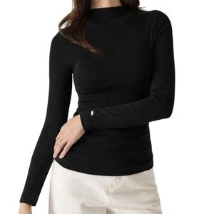 NWT OGL LiteWarm Mockneck Long Sleeve Bra Top Black S Eco-Mousse Thermal Slim